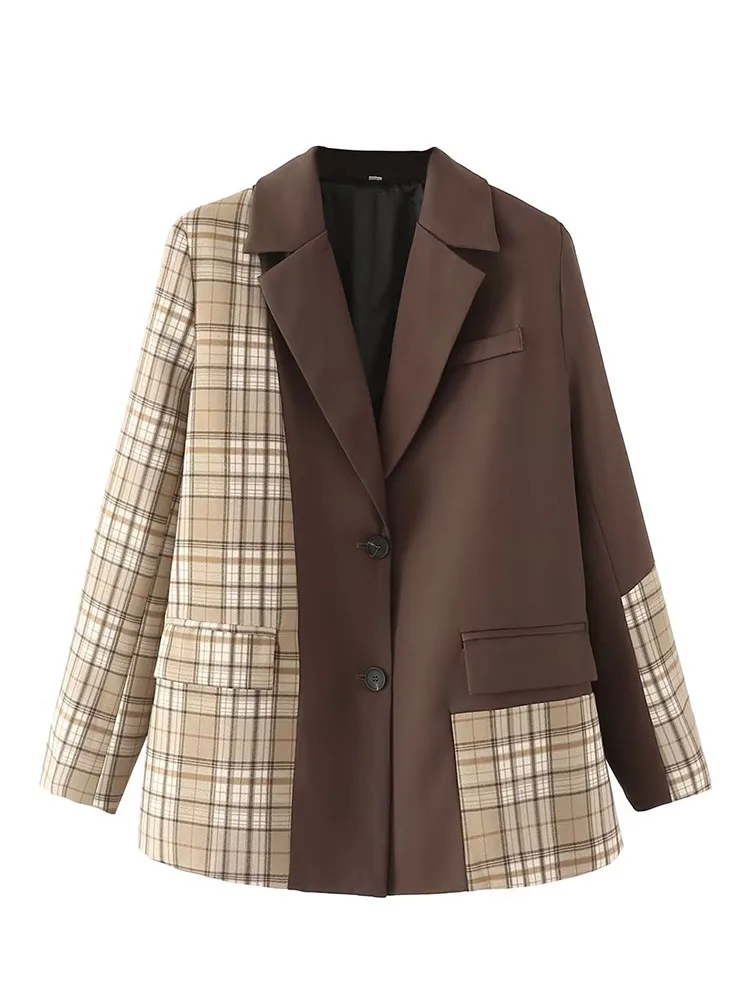 Women 2022 Autumn New Casual Fashion Paneled Blazer Coat Vintage Long Sleeve Pockets Female Outerwear Chic Femme
Women 2022 Autumn New Casual Fashion Paneled Blazer Coat Vintage Long Sleeve Pockets Female Outerwear Chic Femme
