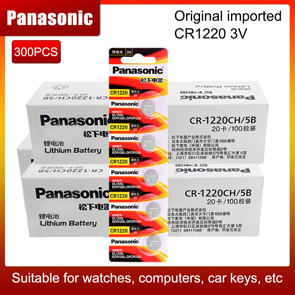 Оригинальные батарейки Panasonic CR1220 кнопочные батарейки 3 В литиевая батарейка для автомобильного пульта дистанционного управления электрический пульт дистанционного управления 300 шт.
Оригинальные батарейки Panasonic CR1220 кнопочные батарейки 3 В литиевая батарейка для автомобильного пульта дистанционного управления электрический пульт дистанционного управления 300 шт.