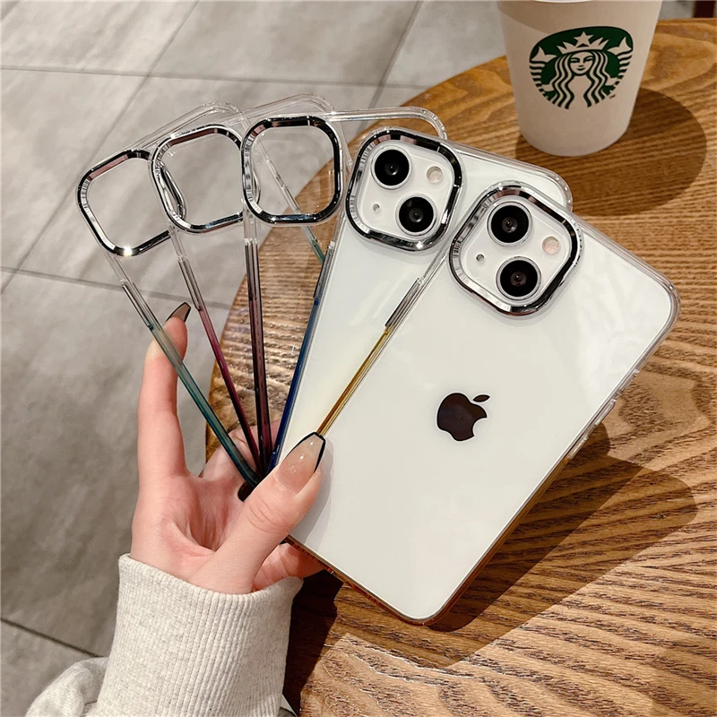 Gradient Rainbow Transparent Acrylic Case For iPhone 13 12 11Pro Max Luxury Metal Camera Frame Protection Soft Silicon TPU Cover
Gradient Rainbow Transparent Acrylic Case For iPhone 13 12 11Pro Max Luxury Metal Camera Frame Protection Soft Silicon TPU Cover