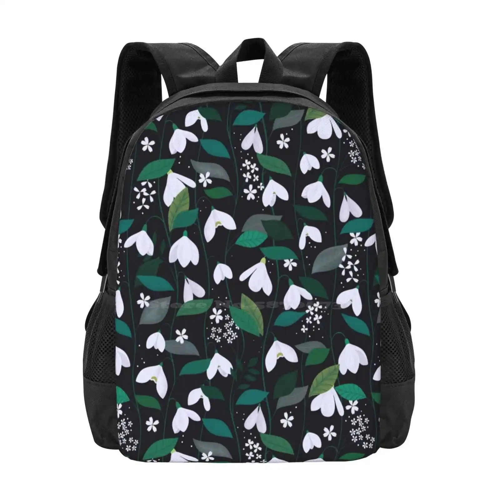 Snowdrop Pattern Design Bagpack School Bags Pattern Snowdrop Winter Festive Flowers Black White Green Grey Botanical Dark
Snowdrop Pattern Design Bagpack School Bags Pattern Snowdrop Winter Festive Flowers Black White Green Grey Botanical Dark