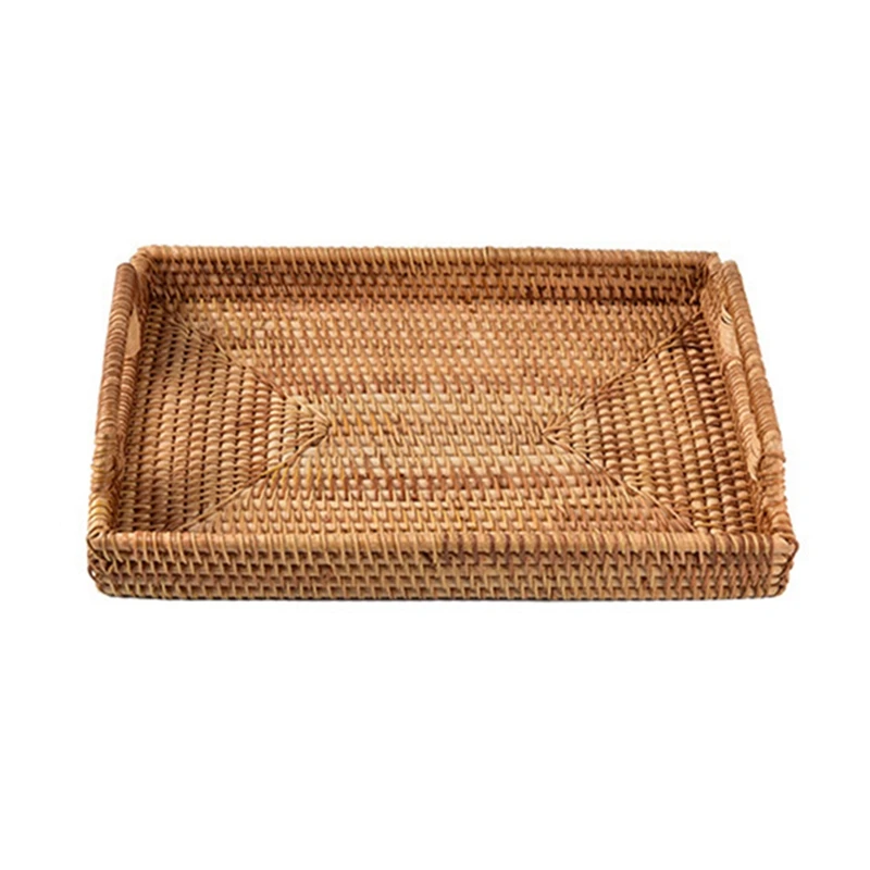 Handwoven Rattan Storage Tray With Handle Square Basket Bread Food Plate Fruit Cake Platter Dinner Serving Tray
Handwoven Rattan Storage Tray With Handle Square Basket Bread Food Plate Fruit Cake Platter Dinner Serving Tray