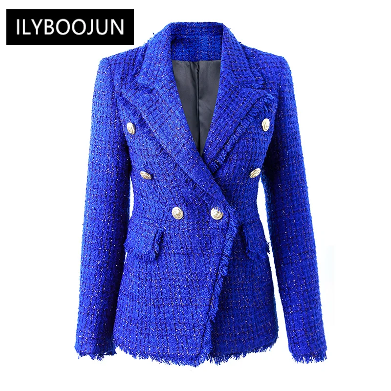 2022 Luxury Designer Runway Elegant Women's winter Coats Tassel Thick Fabric Tweed Royal Blue Jackets Shining Skinny Lady Blazer 
2022 Luxury Designer Runway Elegant Women's winter Coats Tassel Thick Fabric Tweed Royal Blue Jackets Shining Skinny Lady Blazer