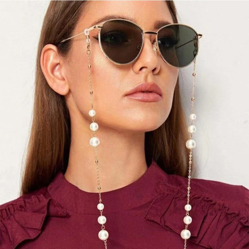 

New 70cm Irregular Imitation Pearls Masked Sunglasses Glasses Chain Women Non-slip Beaded Eyewear Holder Neck Strap Rope Lanyard