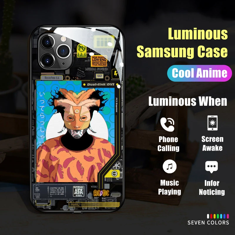 Модный светящийся чехол для телефона с героями аниме для Samsung Note 10, 20, S20, S21, S22 Plus, ультрачехол с голосовым сенсором, золотые аксессуары
Модный светящийся чехол для телефона с героями аниме для Samsung Note 10, 20, S20, S21, S22 Plus, ультрачехол с голосовым сенсором, золотые аксессуары