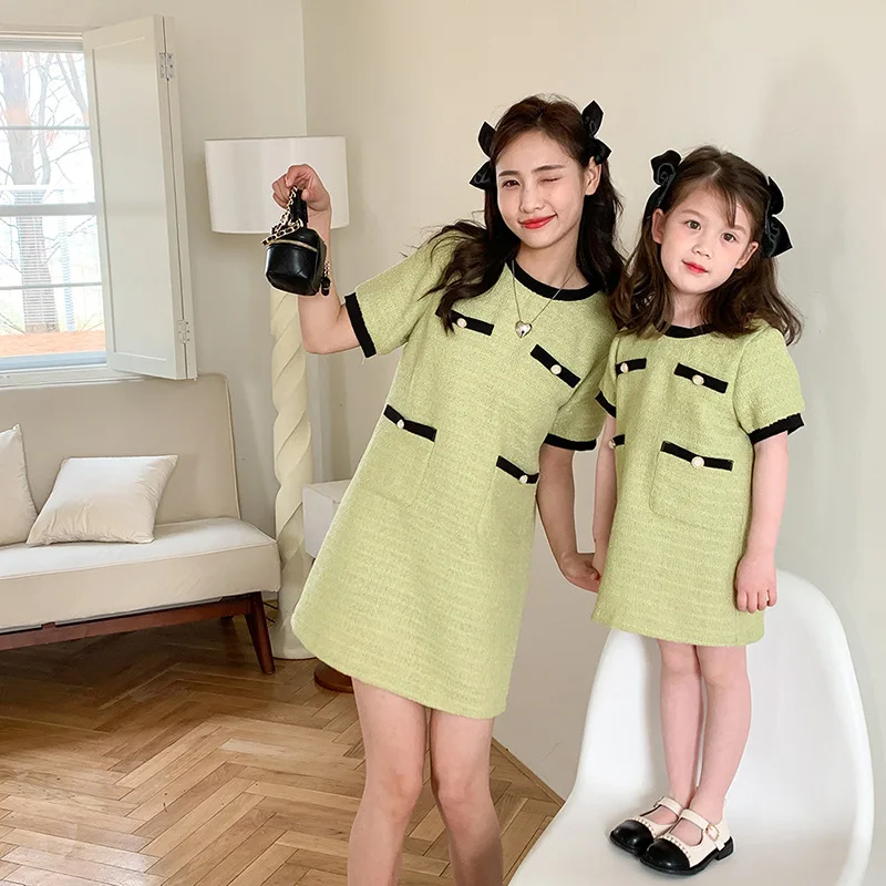 

2022 Mother Daughter Matching Dressess Parent-Child Clothes Baby Girls Summer Dress For Women Clothing Fashion Mom And Me Robe