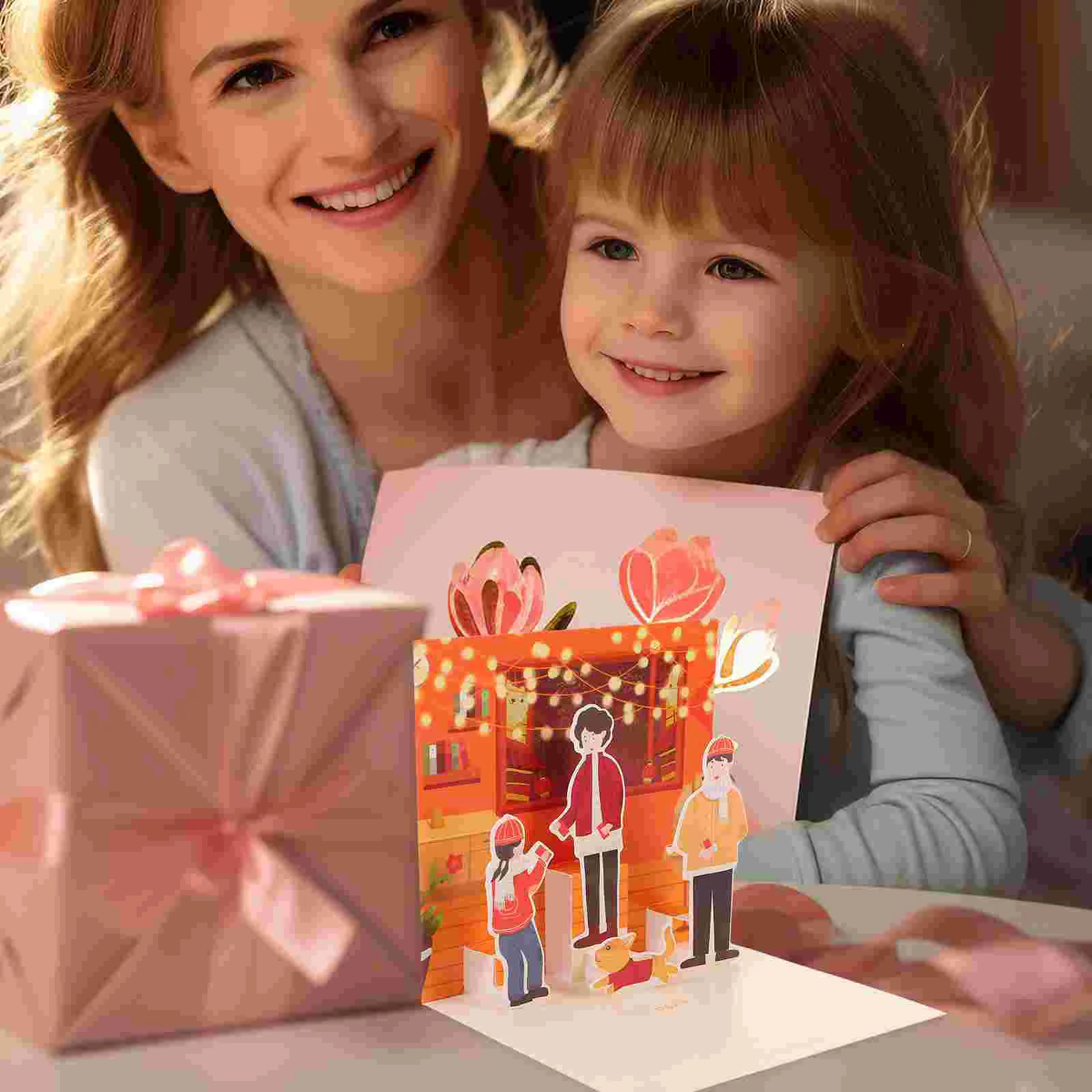 

6 шт., поздравительная открытка для внучки, украшение для крестины, декоративные бумажные праздничные новогодние открытки
