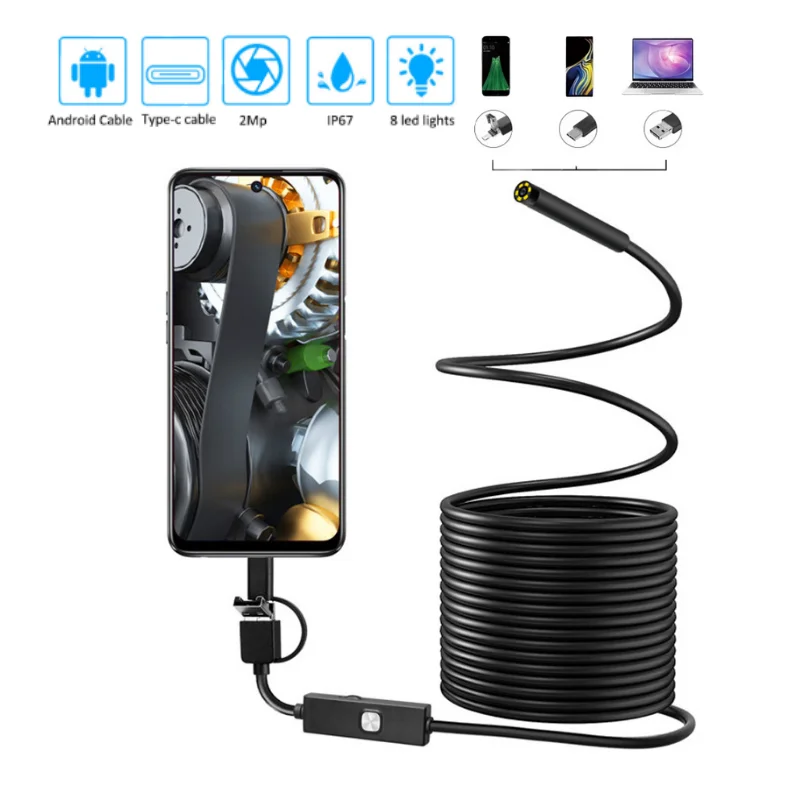 Эндоскоп IP67 3 в 1, Водонепроницаемый Бороскоп 8,0 мм, инспекционная мини-камера 720P с usb-адаптером для Android и iphone
Эндоскоп IP67 3 в 1, Водонепроницаемый Бороскоп 8,0 мм, инспекционная мини-камера 720P с usb-адаптером для Android и iphone