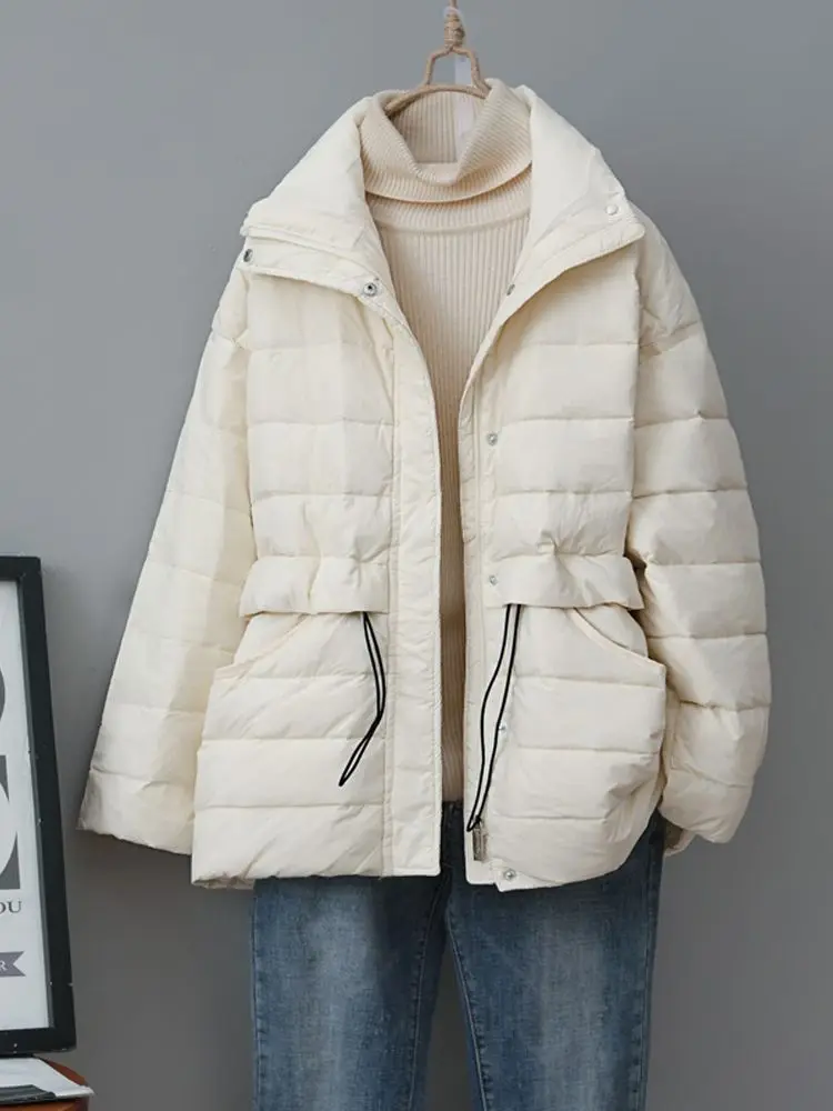 Women White Duck Down Jacket Winter Stand Collar drawstring slim Down Coat Female Warm Short Snow Outwear
Women White Duck Down Jacket Winter Stand Collar drawstring slim Down Coat Female Warm Short Snow Outwear