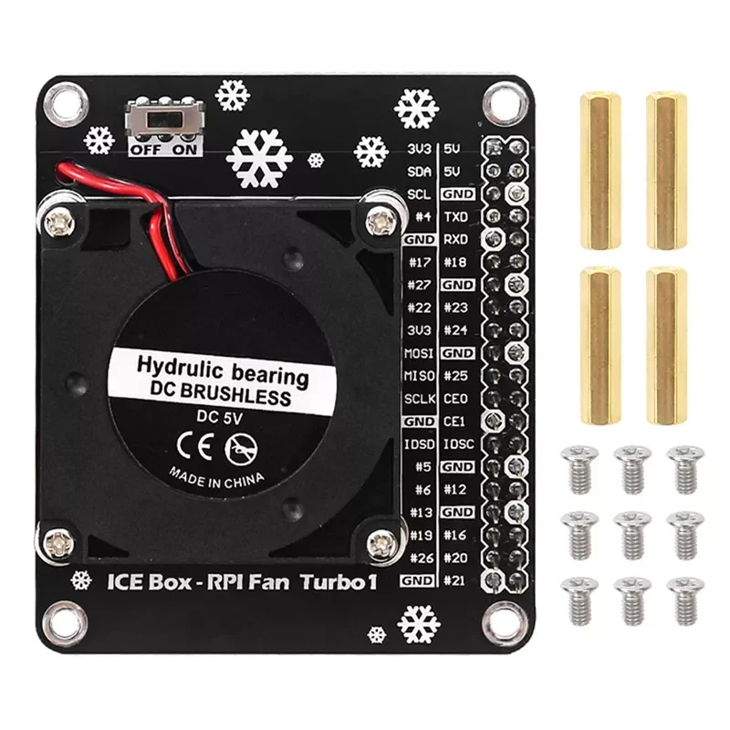 Turbo Fan ICE Cooling Expansion Board with LED Light for Raspberry Pi 4 Model B/3B+/3B
Turbo Fan ICE Cooling Expansion Board with LED Light for Raspberry Pi 4 Model B/3B+/3B