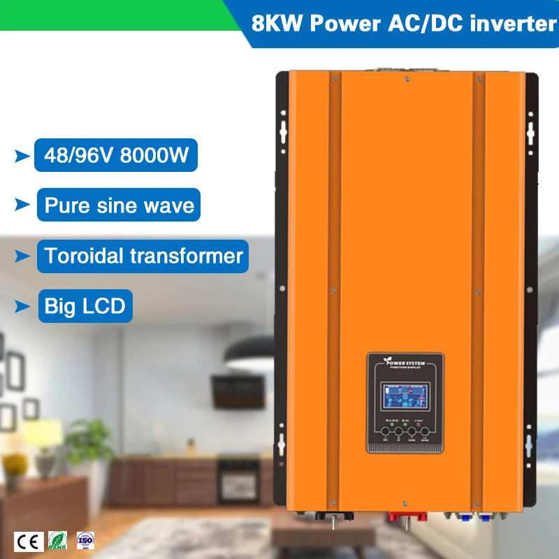 8000W 48VDC To 220V AC Low Frequency Pure Sine Wave Off Gird Power Inverter Charger with UI Transformer
8000W 48VDC To 220V AC Low Frequency Pure Sine Wave Off Gird Power Inverter Charger with UI Transformer