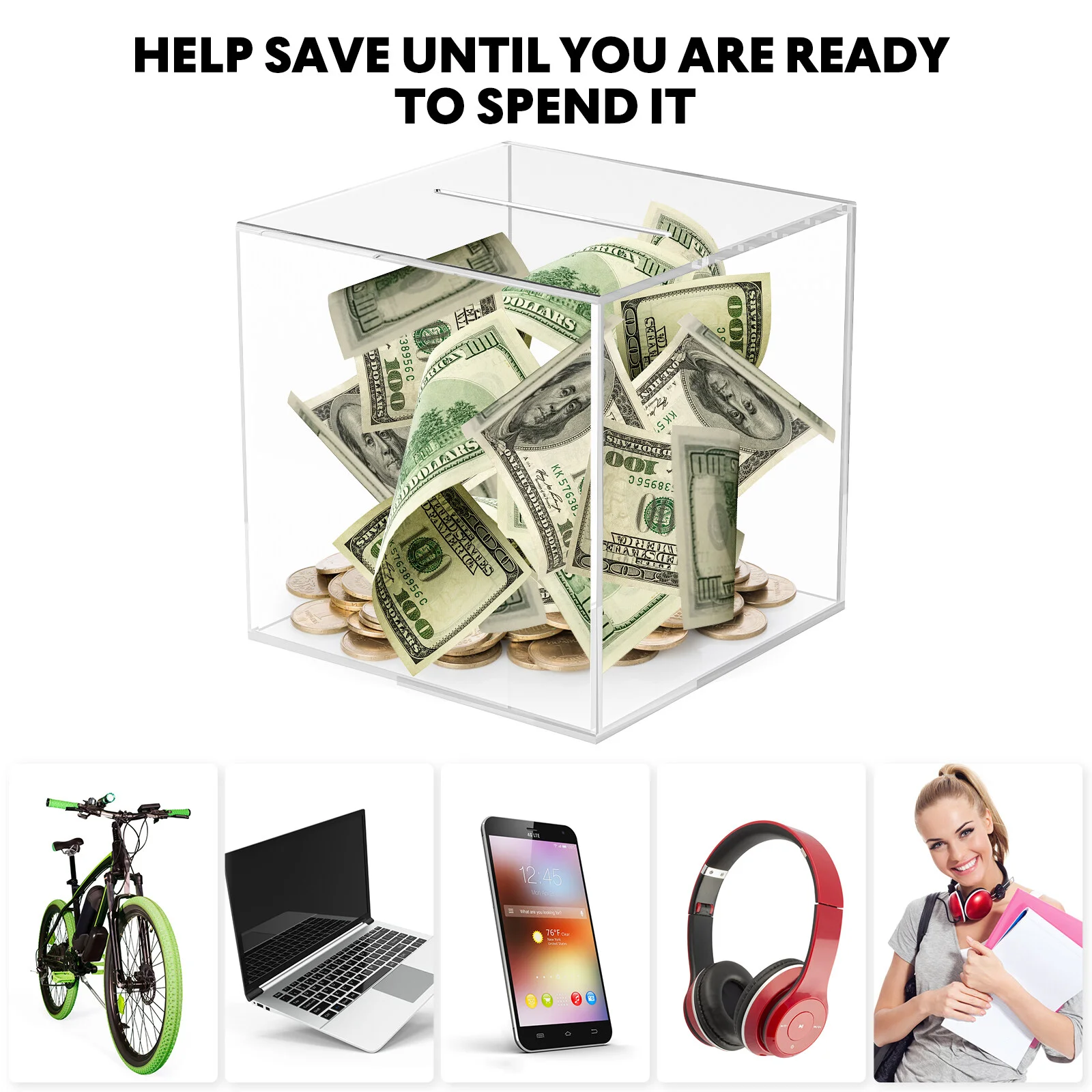 Terrarium Container Transparent Unopenable Desktop Piggy Bank Cash Container Saving Box for Kids and Adults
Terrarium Container Transparent Unopenable Desktop Piggy Bank Cash Container Saving Box for Kids and Adults