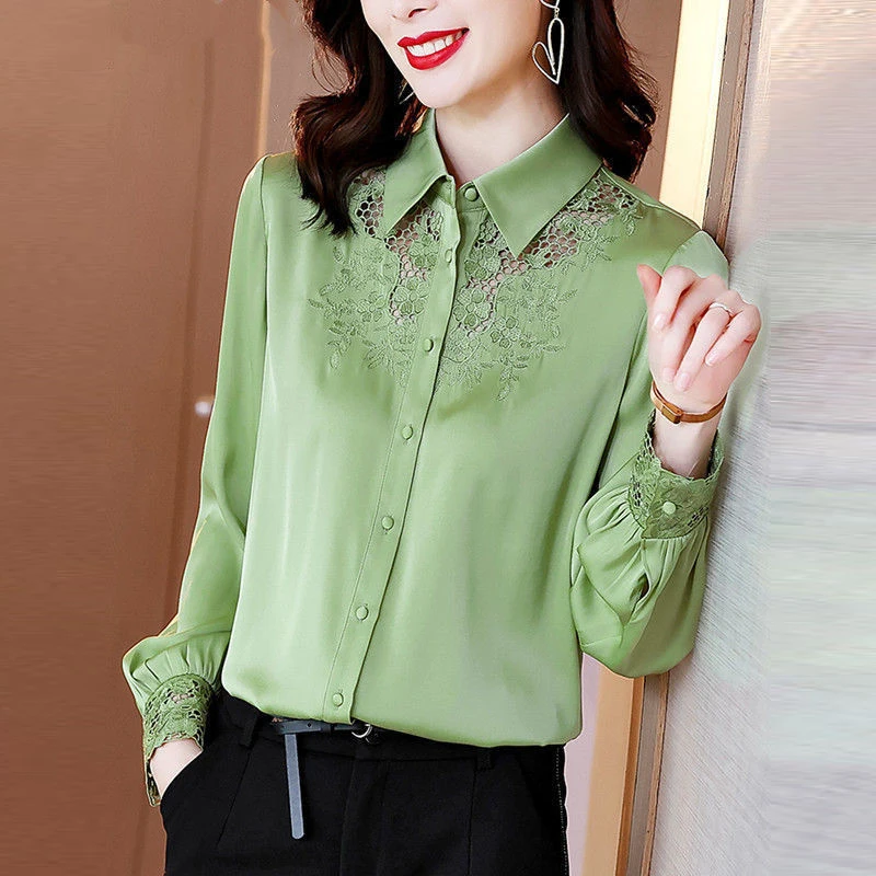 Embroidered heavy and thin shirt women's long-sleeved 2021 autumn new fashion high-end satin top women-blouses
Embroidered heavy and thin shirt women's long-sleeved 2021 autumn new fashion high-end satin top women-blouses