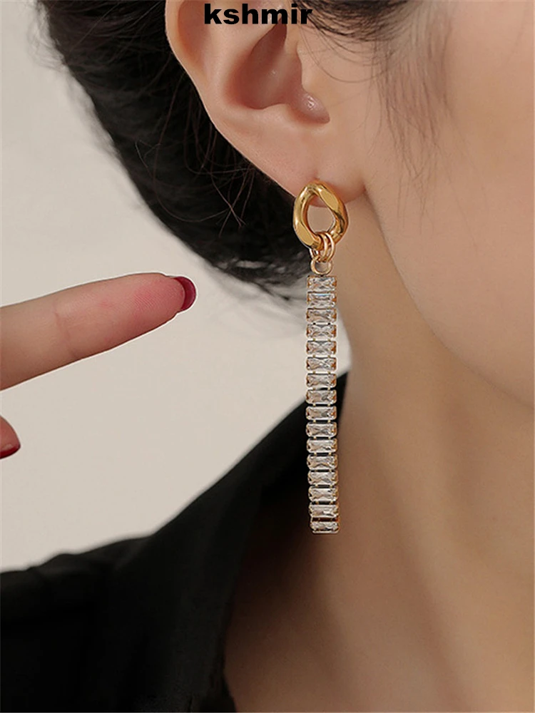 kshmir Zircon tassel studs women's earrings Fashion long pendant exquisite earrings attending cocktail banquet accessories
kshmir Zircon tassel studs women's earrings Fashion long pendant exquisite earrings attending cocktail banquet accessories