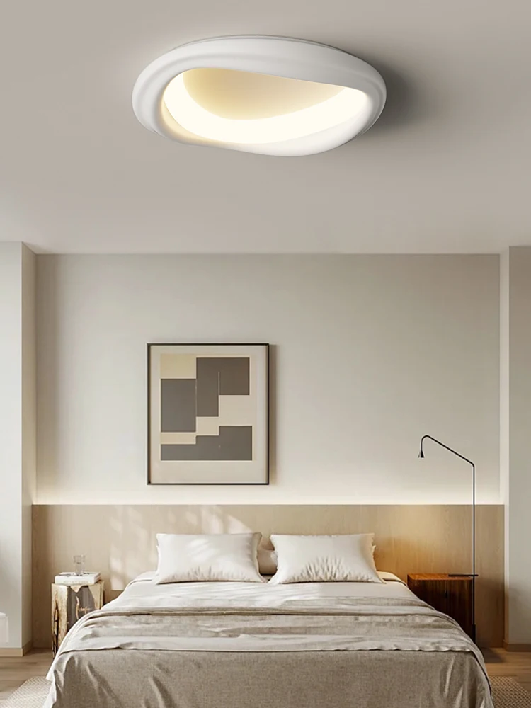 

Современный круглый светодиодный потолочный светильник в скандинавском стиле, 2023, лампа для столовой, спальни, кухни молочно-белого цвета с регулируемой яркостью, украшение для интерьера с дистанционным управлением