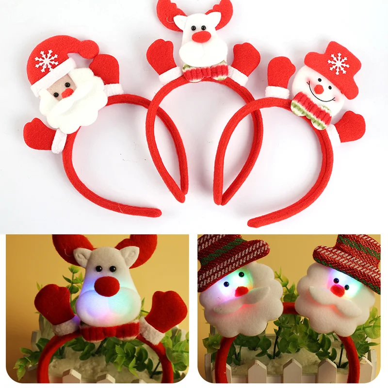 New Year Luminous Headband Adults Kids Cute Cartoon Red Hair Band Santa Claus Snowman Elk Christmas Headbands Holiday Headwear 
New Year Luminous Headband Adults Kids Cute Cartoon Red Hair Band Santa Claus Snowman Elk Christmas Headbands Holiday Headwear