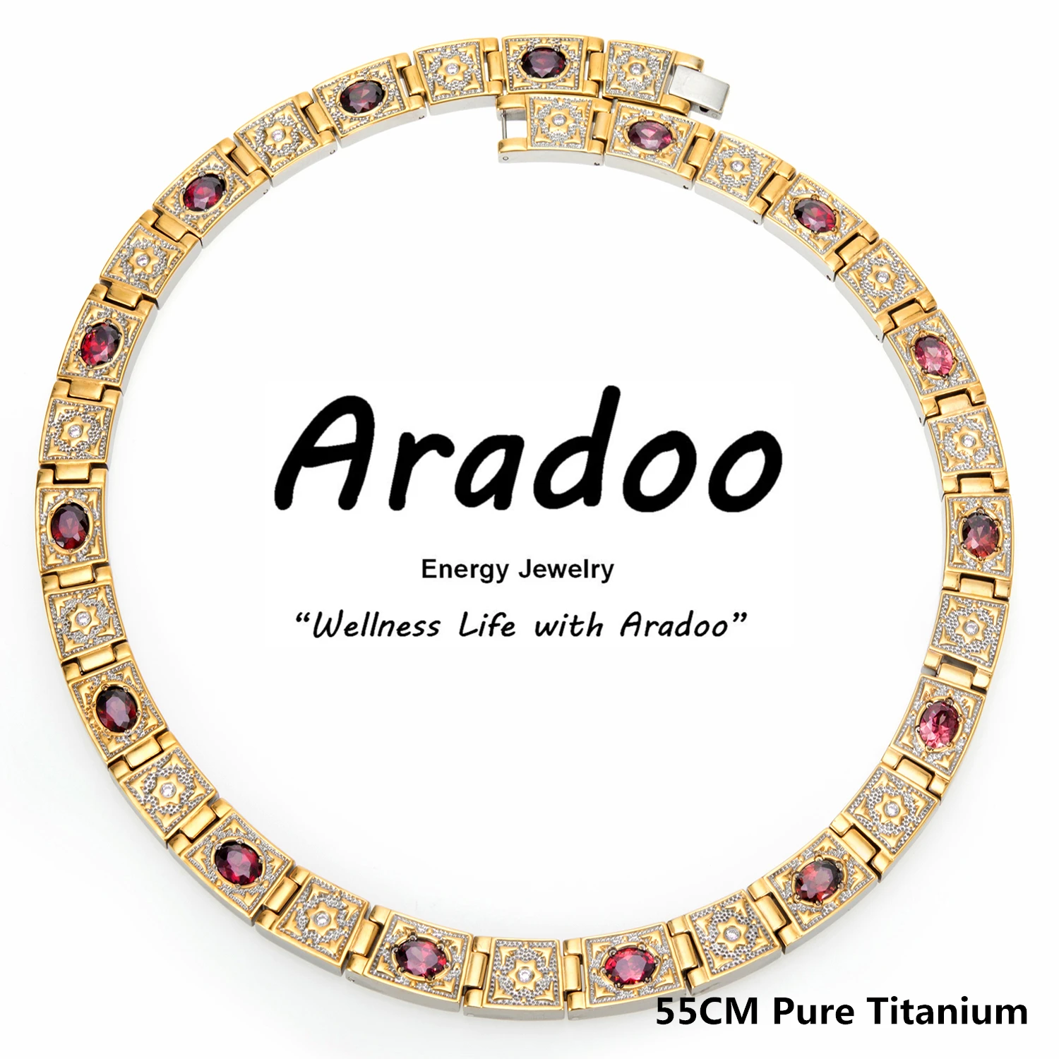 

18K Gold Plated Pure Titanium Necklace Collar Tourmaline Anti-radiation Anion Slimming Germanium Necklace