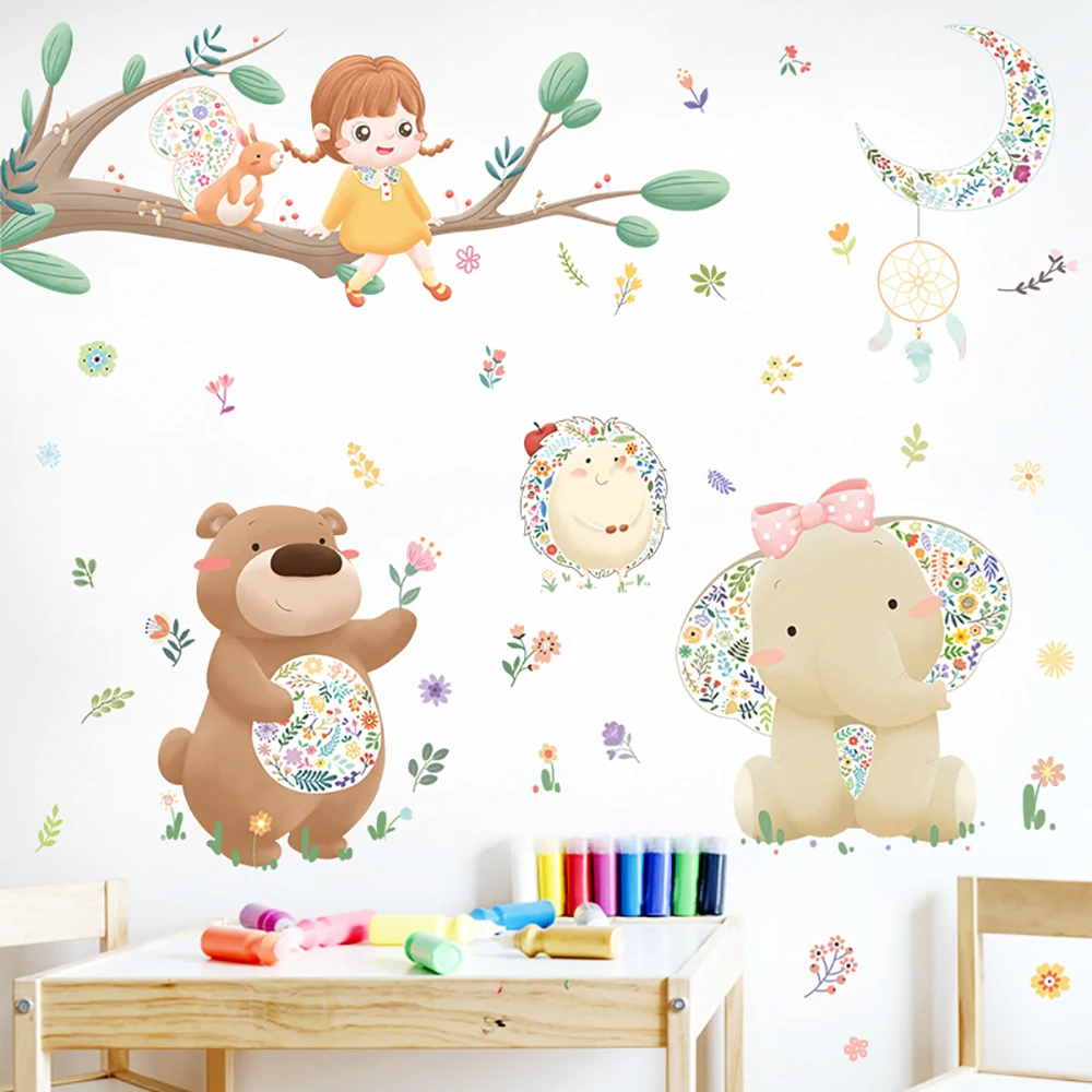Cartoon Bear Elephant Animal Nursery Wall Decals Removable DIY Vinyl Wall Stickers Kids Baby Room Interior Home Decor
Cartoon Bear Elephant Animal Nursery Wall Decals Removable DIY Vinyl Wall Stickers Kids Baby Room Interior Home Decor