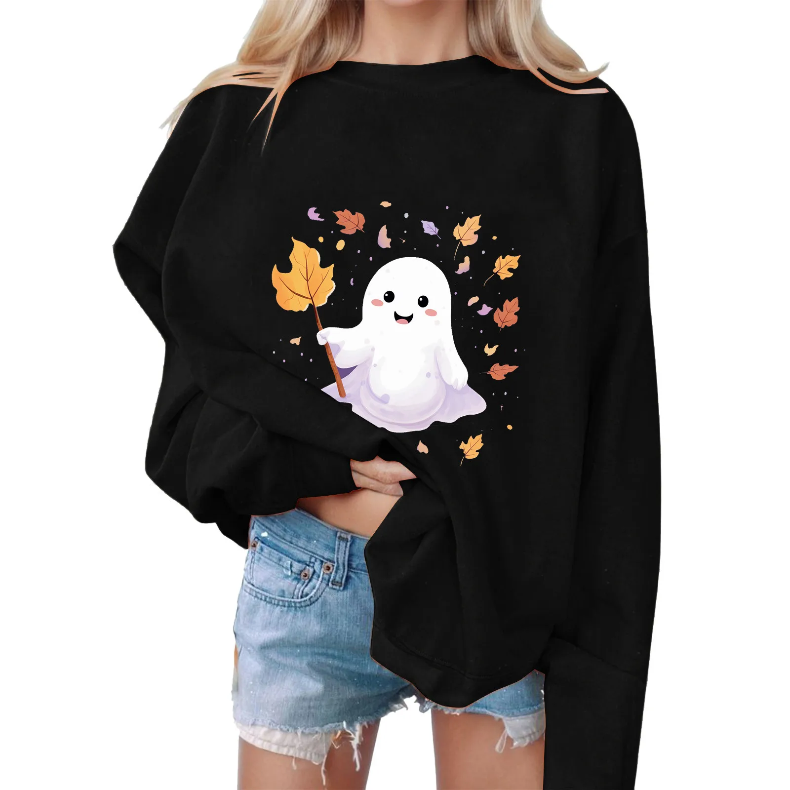 Women Cute Ghost Print Hoodless Sweatshirts Round Neck Long Sleeve Loose Sport Shirts Halloween Oversize Fashion Casual Hoodless
Women Cute Ghost Print Hoodless Sweatshirts Round Neck Long Sleeve Loose Sport Shirts Halloween Oversize Fashion Casual Hoodless