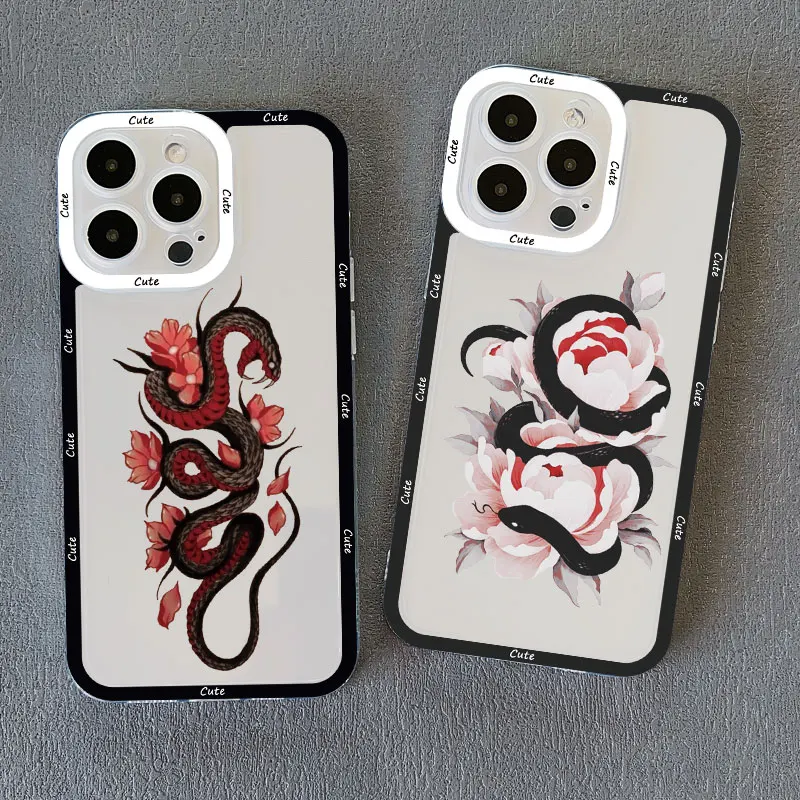 Rose Floral Snake Clear Phone Case For IPhone 11 14 Pro Max 13 12 Pro Max X XR XS SE2 14 8 7 Plus Transparent Back Cover Fundas
Rose Floral Snake Clear Phone Case For IPhone 11 14 Pro Max 13 12 Pro Max X XR XS SE2 14 8 7 Plus Transparent Back Cover Fundas