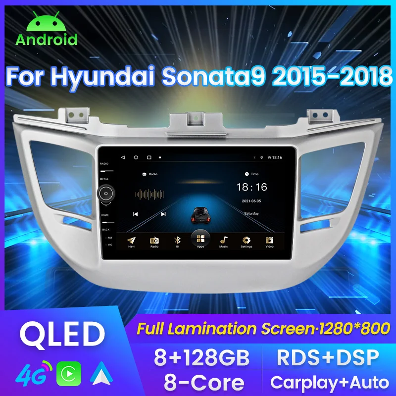

QLED экран с ручкой Автомагнитола For Хендай Туксон 3 For Hyundai Tucson 3 2015 - 2018 мультимедийный плеер навигация GPS Автомобильная интеллектуальная система Carplay Android авто до 8 ядер 8 + 128G