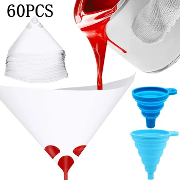 10/20/30/60Pcs Disposable Paint Filter Paper Purifying Straining Cup Funnel 100 Mesh Conical Paint Filte Mesh Nylon Micron Paper