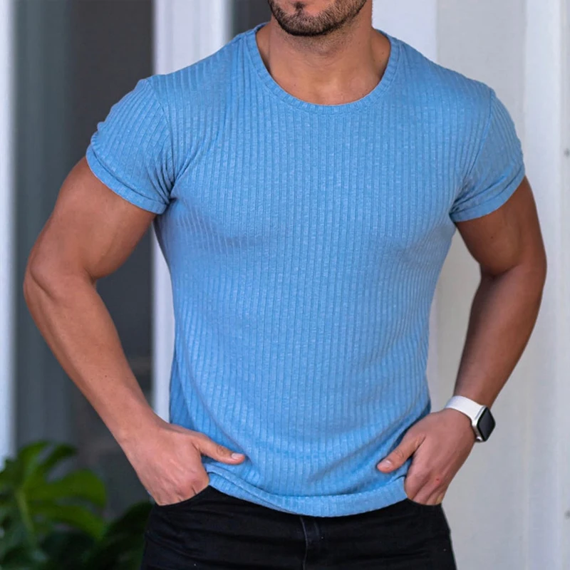 Spring Summer Mens Ribbed T-shirts Solid Color Short Sleeve Slim Crew Neck Leisure Pullover Tops For Men Fashion Basic Tee Shirt
Spring Summer Mens Ribbed T-shirts Solid Color Short Sleeve Slim Crew Neck Leisure Pullover Tops For Men Fashion Basic Tee Shirt