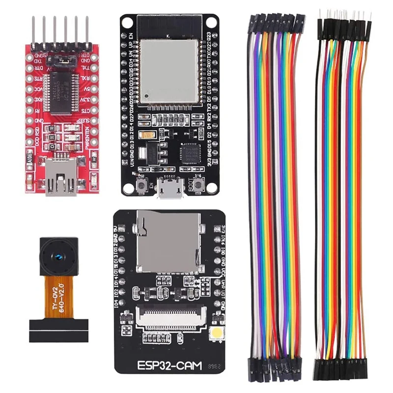 ESP32 CAM Wifi Development Board+ ESP-32S Development Board+FT232RL FTDI + Jumper Wire 
ESP32 CAM Wifi Development Board+ ESP-32S Development Board+FT232RL FTDI + Jumper Wire