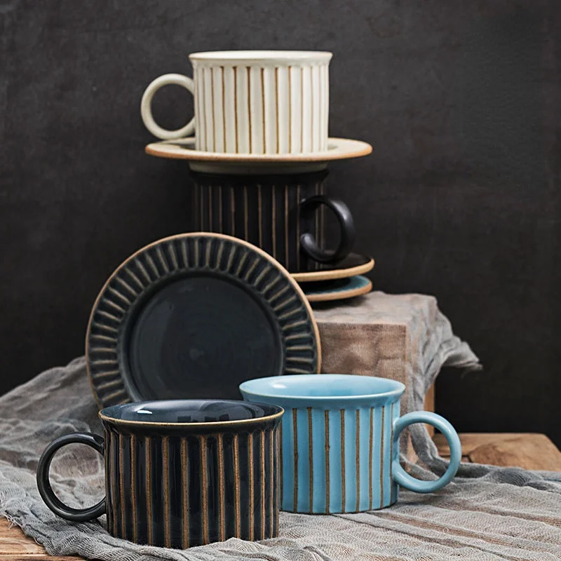Japanese Handmade Coarse Pottery Coffee Cup and Saucer Set Retro Ceramic Coffee Cup Afternoon Tea Cup Coffee Mug
Japanese Handmade Coarse Pottery Coffee Cup and Saucer Set Retro Ceramic Coffee Cup Afternoon Tea Cup Coffee Mug