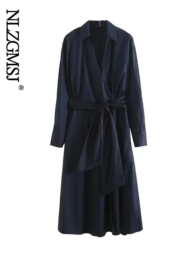 Nlzgmsj Spring Autumn Female Solid Color Casual Simple Tied With Sashes Lapel Collar Long Sleeves Midi Dress for Women 2022
Nlzgmsj Spring Autumn Female Solid Color Casual Simple Tied With Sashes Lapel Collar Long Sleeves Midi Dress for Women 2022