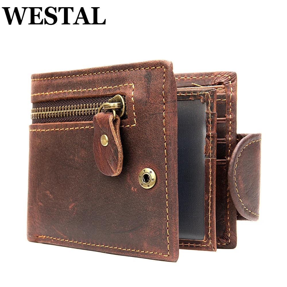 

WESTAL Wallets For Men And Coins Credit Cards Small Wallet Money Cash Purse Short Clutch Bags Zipper Hasp Pocket Husband Boy
