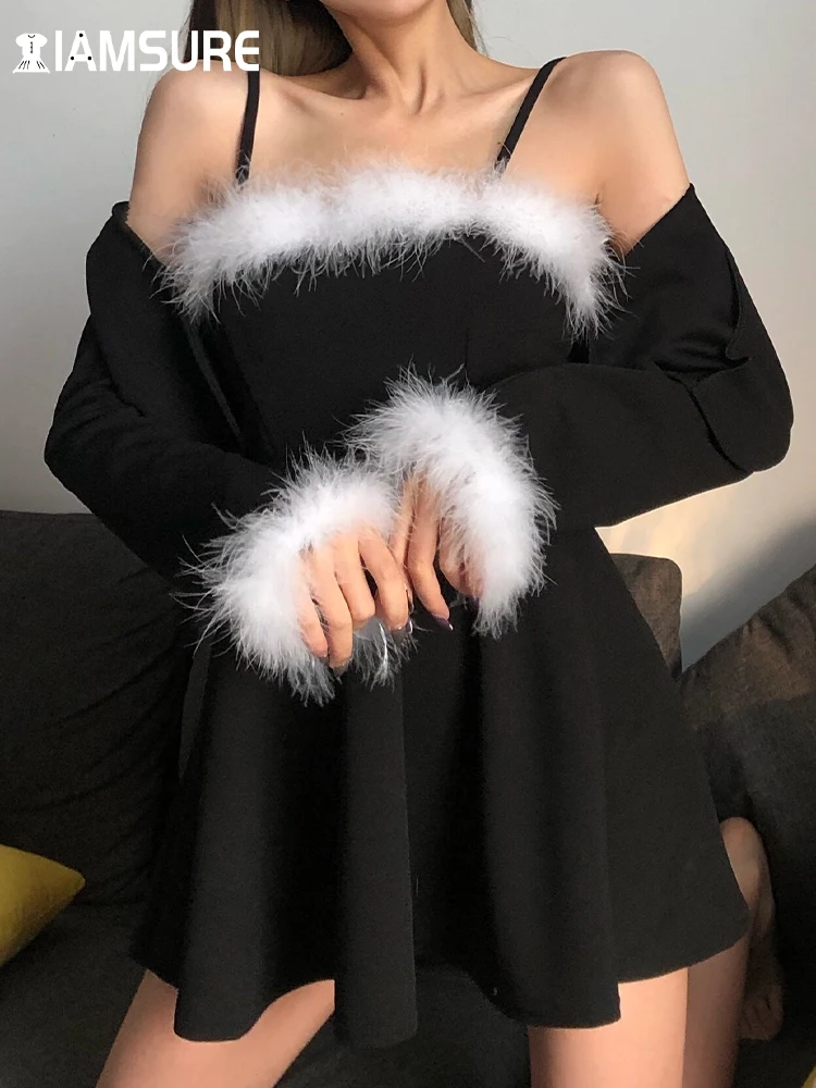 IAMSURE Casual Slim Fur Trim Dress Set Korean Style Basic Cropped Coats A-Line Dress Women 2022 Autumn Winter Fashion Ladies
IAMSURE Casual Slim Fur Trim Dress Set Korean Style Basic Cropped Coats A-Line Dress Women 2022 Autumn Winter Fashion Ladies