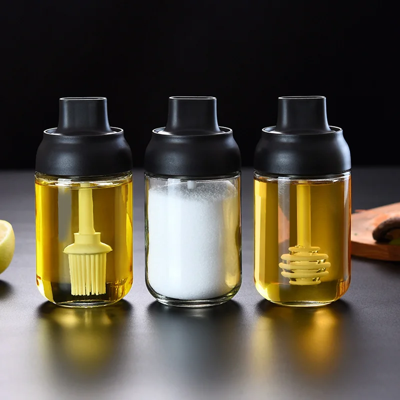 Kitchen Seasoning Jar Glass Sealed Honey Bottle Spoon Cover Integrated Seasoning Bottle Oil Brush Bottle Set Seasoning Bottle
Kitchen Seasoning Jar Glass Sealed Honey Bottle Spoon Cover Integrated Seasoning Bottle Oil Brush Bottle Set Seasoning Bottle