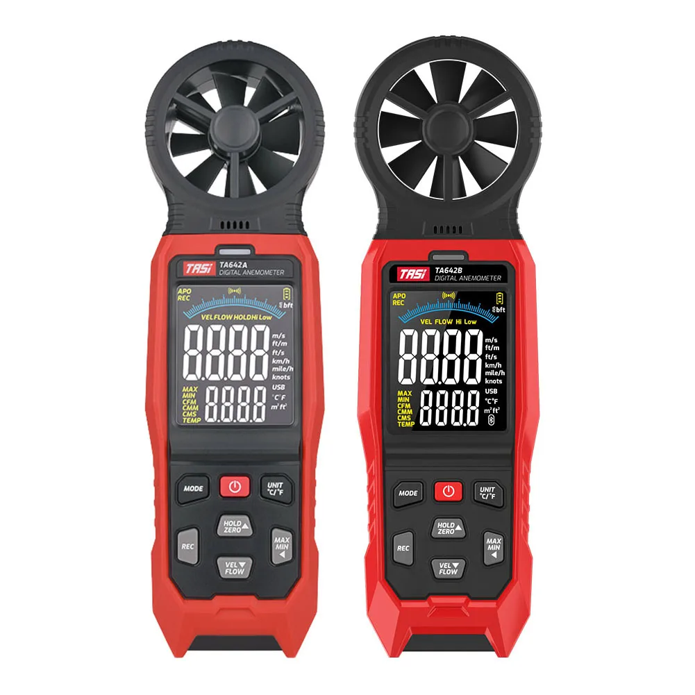 TA642 Diaital Anemometer Handheld Wind Speed Meter Measuring Air Flow Speed Wind Temperature With LCD Backlight Display 
TA642 Diaital Anemometer Handheld Wind Speed Meter Measuring Air Flow Speed Wind Temperature With LCD Backlight Display