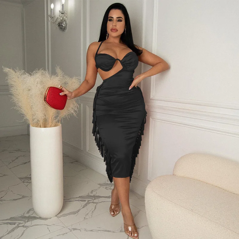 WUHE Spaghetti Strap Tassel Side Cut Out Satin Bodycon Women Dress 2022 Sexy Party Club Evening Midi Pencil Vestidos Dresses
WUHE Spaghetti Strap Tassel Side Cut Out Satin Bodycon Women Dress 2022 Sexy Party Club Evening Midi Pencil Vestidos Dresses