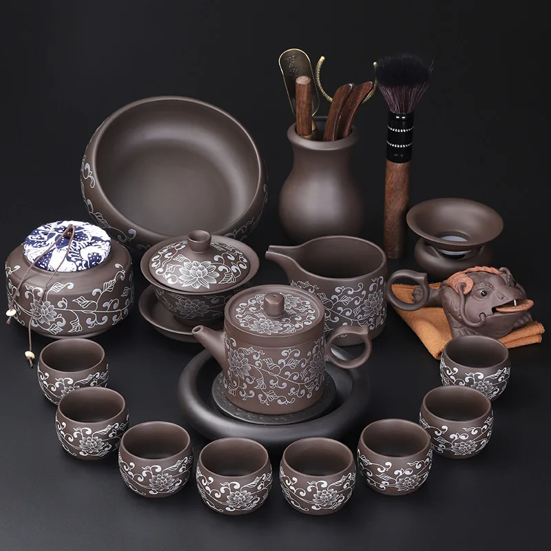 

Gaiwan Office tea set Advanced Design Rotating Festival Afternoon Tea Set Ceramic Porcelain Zestaw Do Herbaty household goods
