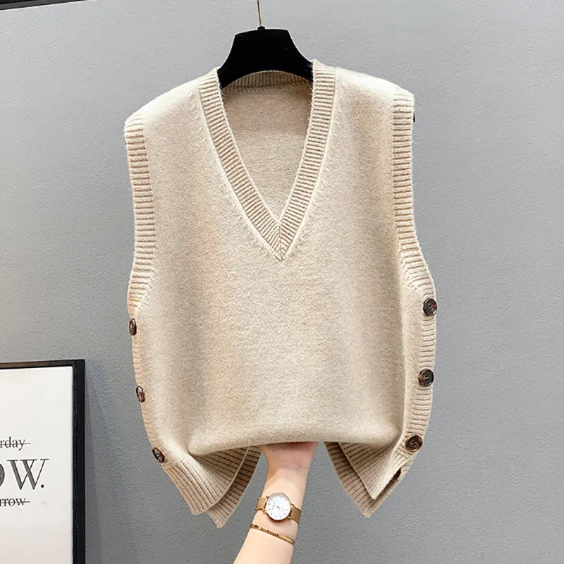 Fashion Knitted Sweater Vest Women 2022 Spring New Korean Ladies V-Neck Sleeveless Jacket Waistcoat Loose Female Clothes G1921
Fashion Knitted Sweater Vest Women 2022 Spring New Korean Ladies V-Neck Sleeveless Jacket Waistcoat Loose Female Clothes G1921