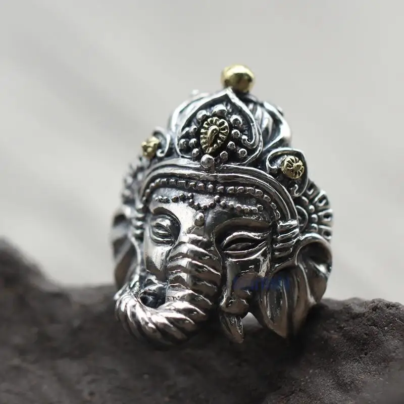 

Thai Silver Personality Retro Jewelry Like God Open Men Domineering Ring Sterling Silver 925 Carved Ring