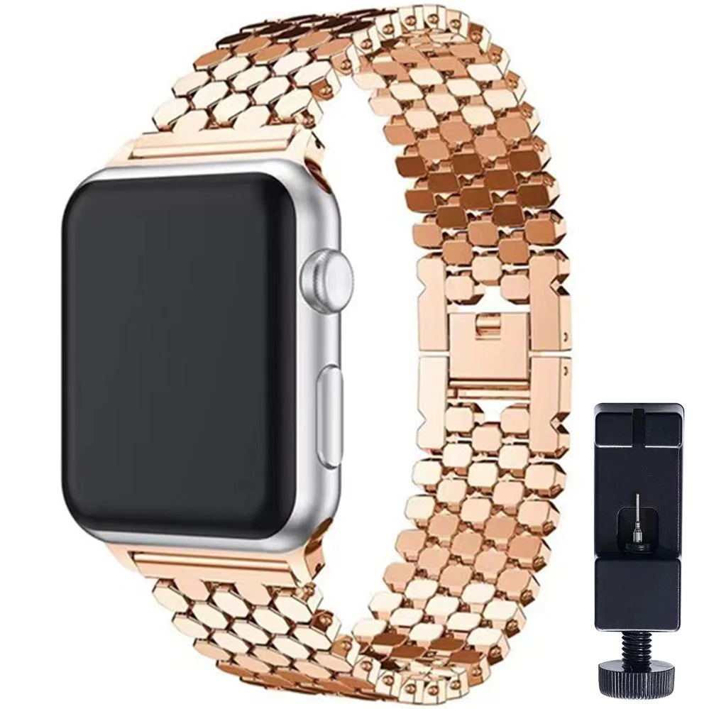 

Metal Strap for Apple Watch Band 38mm 40 42mm 44mm 41mm 45mm Stainless Steel Fish Scales Bracelet for IWatch 7 SE 6 5 4 3 Series