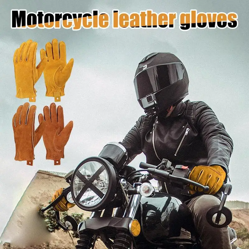 

Перчатки мужские мотоциклетные из воловьей кожи, кожаные дышащие митенки для сенсорного экрана, для езды на мотоцикле