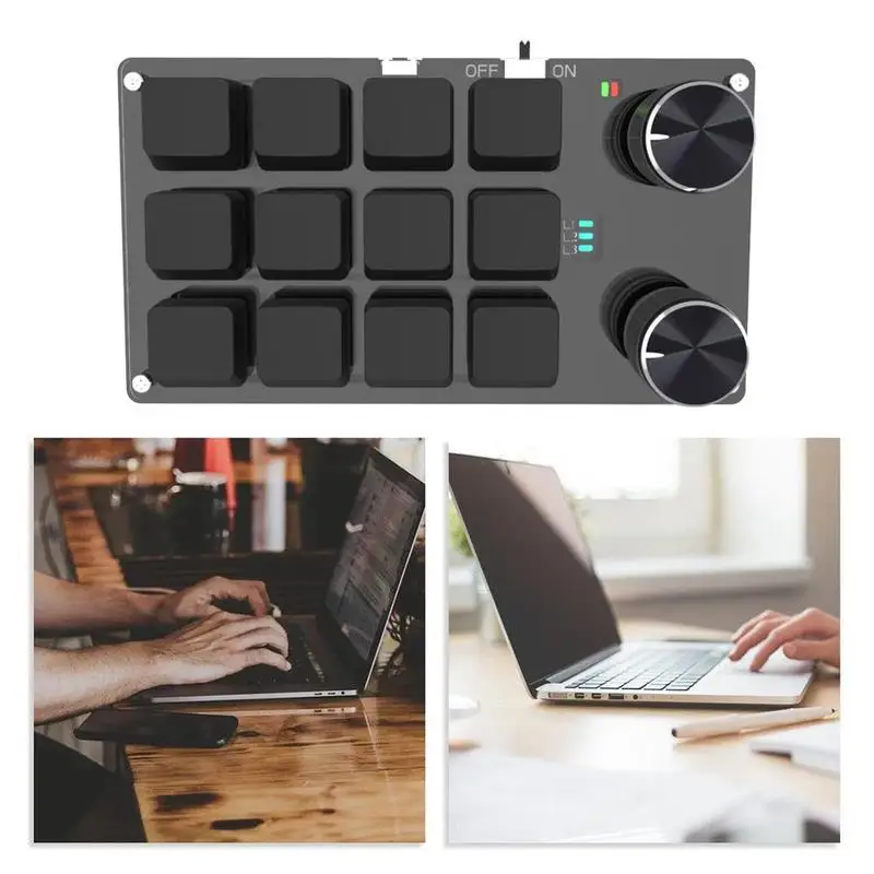Механическая клавиатура, совместимая с Bluetooth, USB, 12 клавиш, клавиатура с регулятором громкости, программирование макросов, Игровая клавиатур...