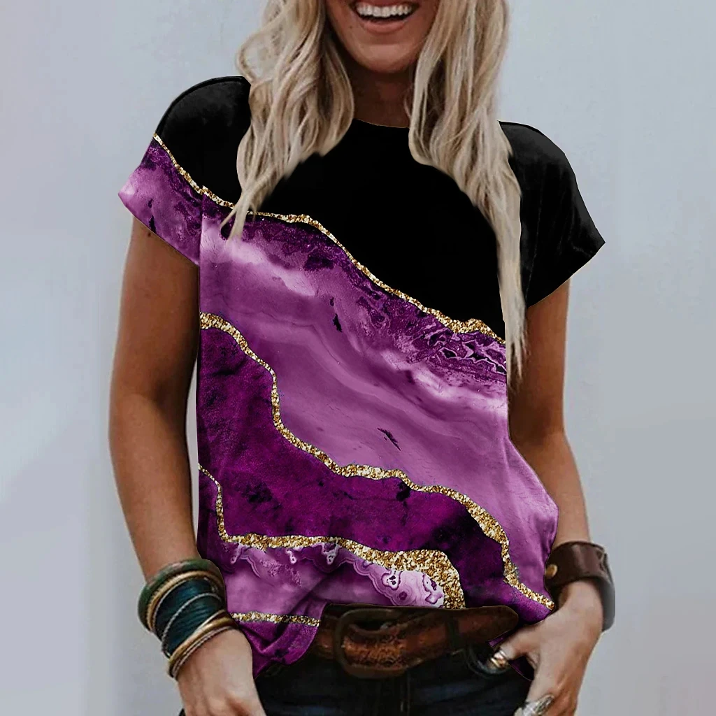 Fashion Middle-aged Women's T-shirt Round Neck Shirt 2022 Oil Painting Pattern Sexy Summer Women's Short-sleeved Tops
Fashion Middle-aged Women's T-shirt Round Neck Shirt 2022 Oil Painting Pattern Sexy Summer Women's Short-sleeved Tops
