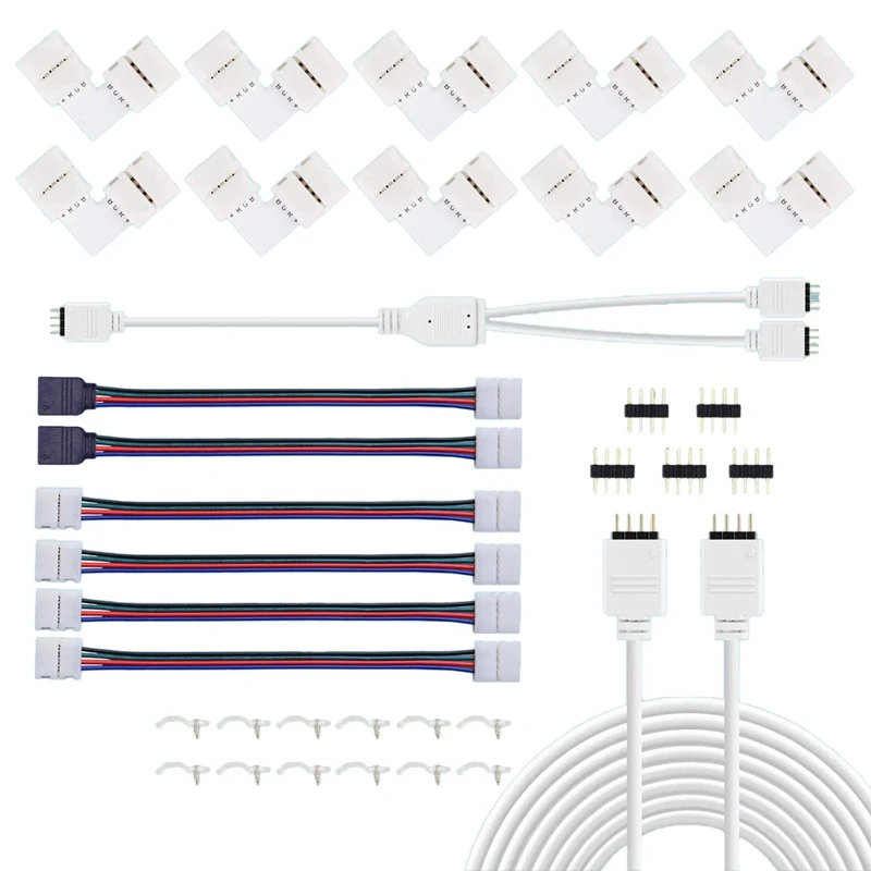 LED Light Connector Kit, 10Mm RGB LED Connector Includes 10X L Shape Connectors,2M LED Strip Light Extension Cable
LED Light Connector Kit, 10Mm RGB LED Connector Includes 10X L Shape Connectors,2M LED Strip Light Extension Cable