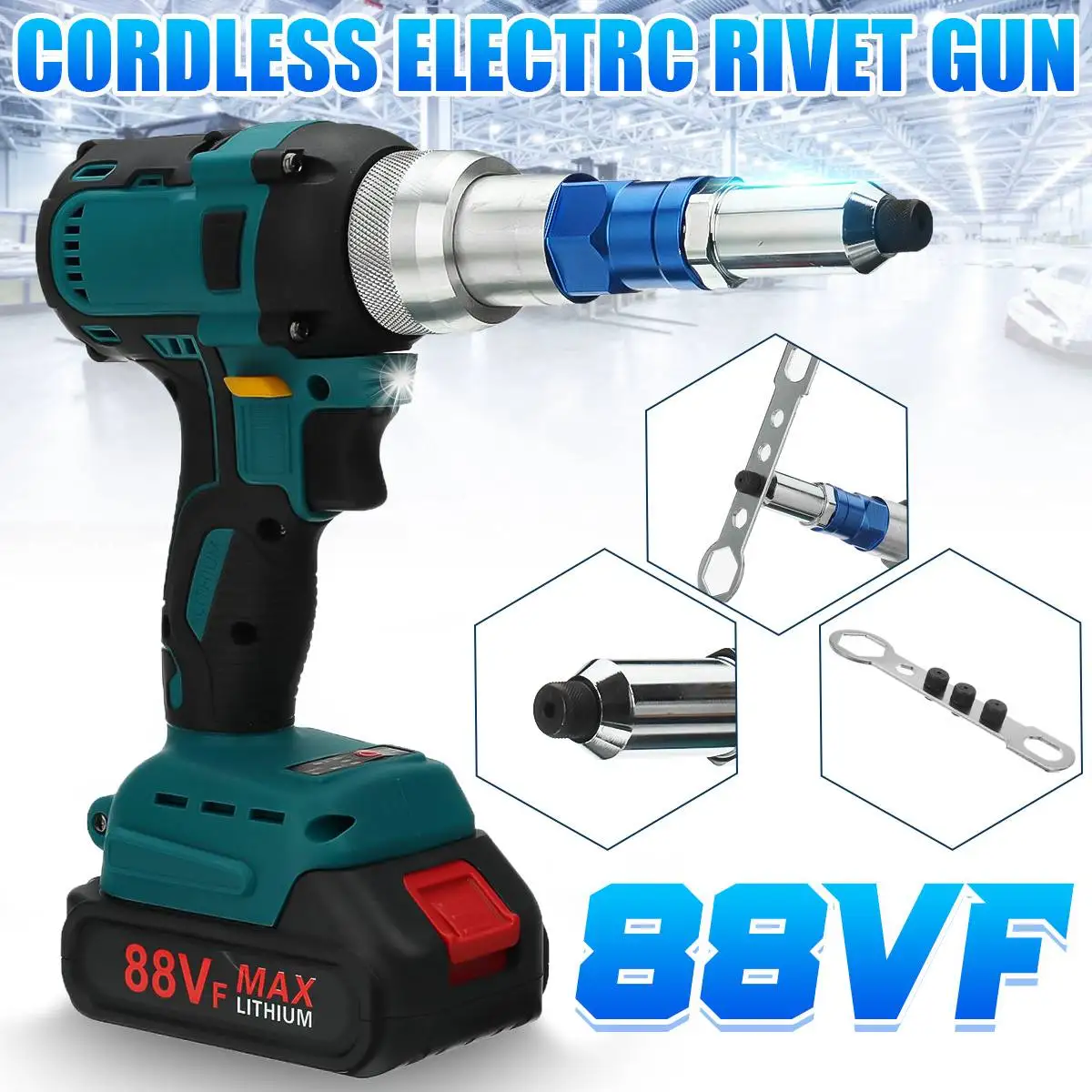 88VF Brushless Electric Rivet Gun Cordless Rivet Nut Gun Drill Insert Automatic Riveting Tool For Makita 18V Battery EU Plug
88VF Brushless Electric Rivet Gun Cordless Rivet Nut Gun Drill Insert Automatic Riveting Tool For Makita 18V Battery EU Plug