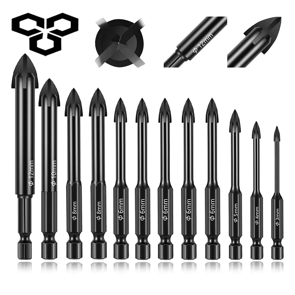 Glass Concrete Drill Bit Set Cross Hex Tile Ceramic Drill Bits Cemented Carbide Set Universal Drilling Tool Hole Opener for Wall
Glass Concrete Drill Bit Set Cross Hex Tile Ceramic Drill Bits Cemented Carbide Set Universal Drilling Tool Hole Opener for Wall