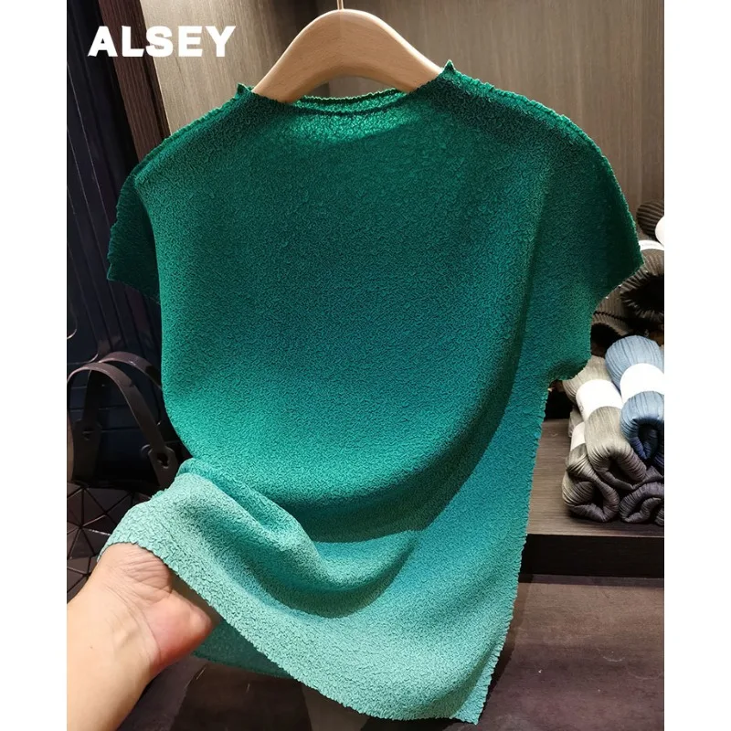 Футболка ALSEY Miyake женская с коротким рукавом, тонкая элегантная рубашка премиум-класса с градиентным переходом цветов, офисный топ в складку, на лето 
Футболка ALSEY Miyake женская с коротким рукавом, тонкая элегантная рубашка премиум-класса с градиентным переходом цветов, офисный топ в складку, на лето