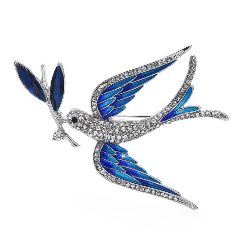 

Wuli&baby Flying Swallow Brooches For Women Unisex 2-color Rhinestone Enamel Bird Party Office Brooch Pin Gifts