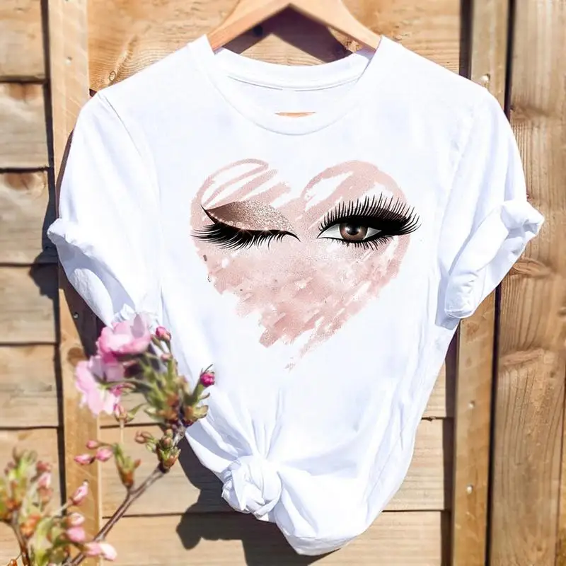 Women Love Heart Eyelashes Eye Lashes Print T-shirts Graphic T Top Fashion Short Sleeve Summer Shirt Female Tee T-Shirt
Women Love Heart Eyelashes Eye Lashes Print T-shirts Graphic T Top Fashion Short Sleeve Summer Shirt Female Tee T-Shirt