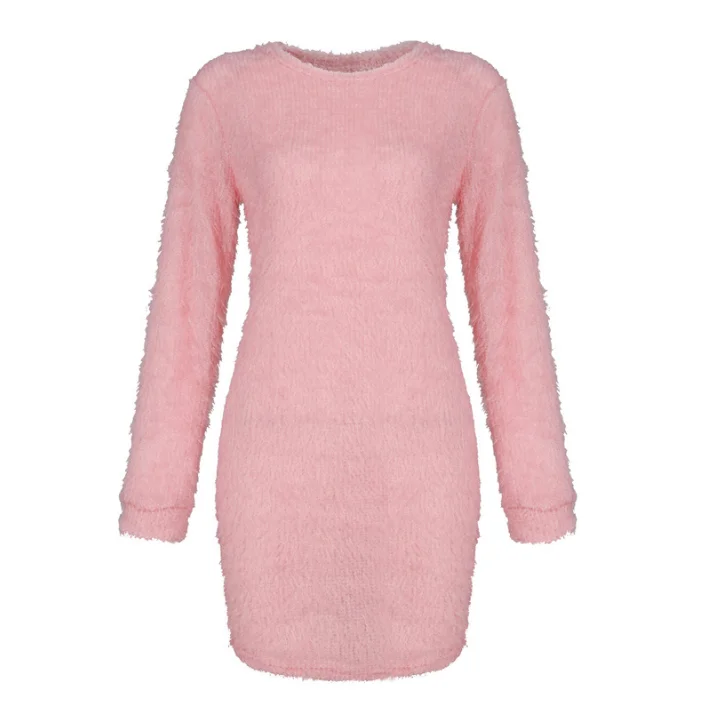 Winter Women's Dresses Plush Sexy Waist Closing Knitted Long Sleeve Pink Dress for Women Sweater Elegant Black Vestido Feminino
Winter Women's Dresses Plush Sexy Waist Closing Knitted Long Sleeve Pink Dress for Women Sweater Elegant Black Vestido Feminino