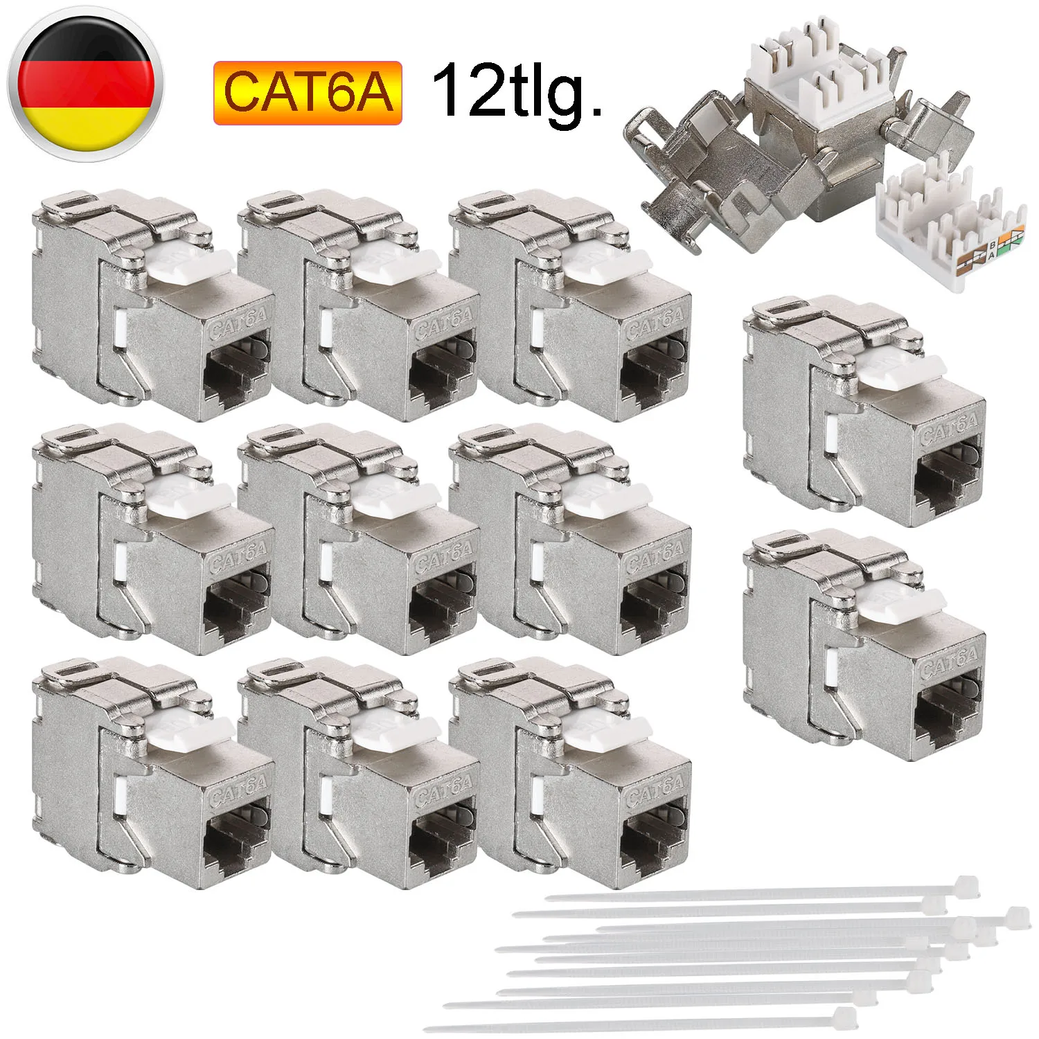 12pcs Zinc Alloy Cat.6a RJ45 STP Network Adapter Network Information Tool Module CAT6A Network Module
12pcs Zinc Alloy Cat.6a RJ45 STP Network Adapter Network Information Tool Module CAT6A Network Module