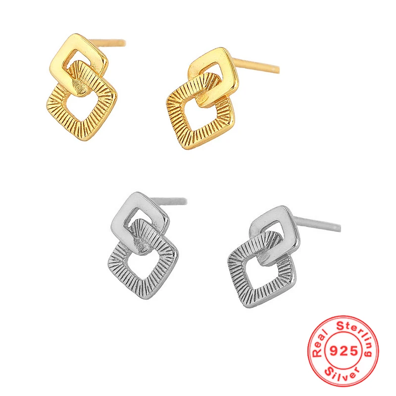 Korean Style Fashion Stud Earrings 925 Sterling Silver Ins Geometric Square Superimposed Metal Wind Design Earrings for Women
Korean Style Fashion Stud Earrings 925 Sterling Silver Ins Geometric Square Superimposed Metal Wind Design Earrings for Women